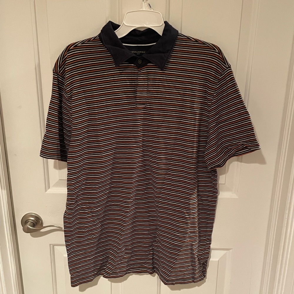 Banana republic men’s size XL stretchy striped polo top B00 GUC